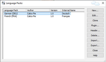 Language Packs Dialog